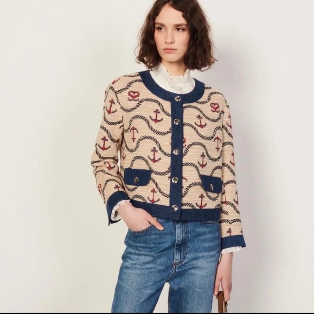 Nautical Anchor Pattern Cardigan - image 1